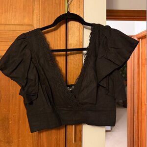 Black Lace Crop Top, size L